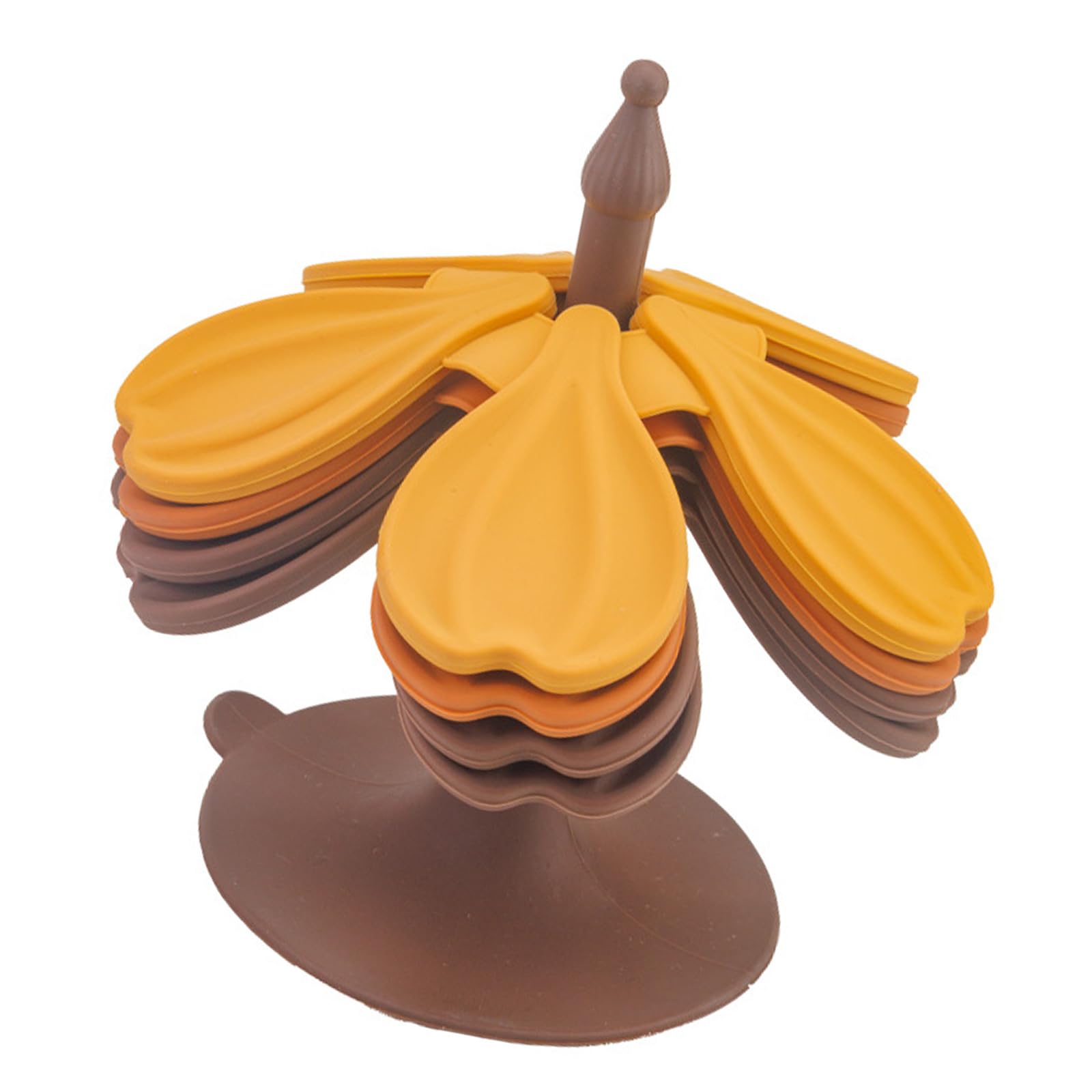 Heat Insulation Table Pad Set, Flower-Shaped Silicone Trivets with Folding Storage Stand for Home Dining Tables Silicone Trivet Set Flower Folding Table Pad Countertop Guard Cup Mat Heat Insulation