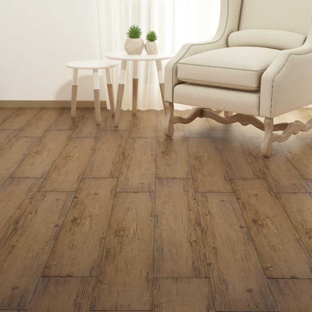 vidaXL Panele podłogowe z PVC 5,26 m², 2 mm, orzechowy brąz, bez kleju