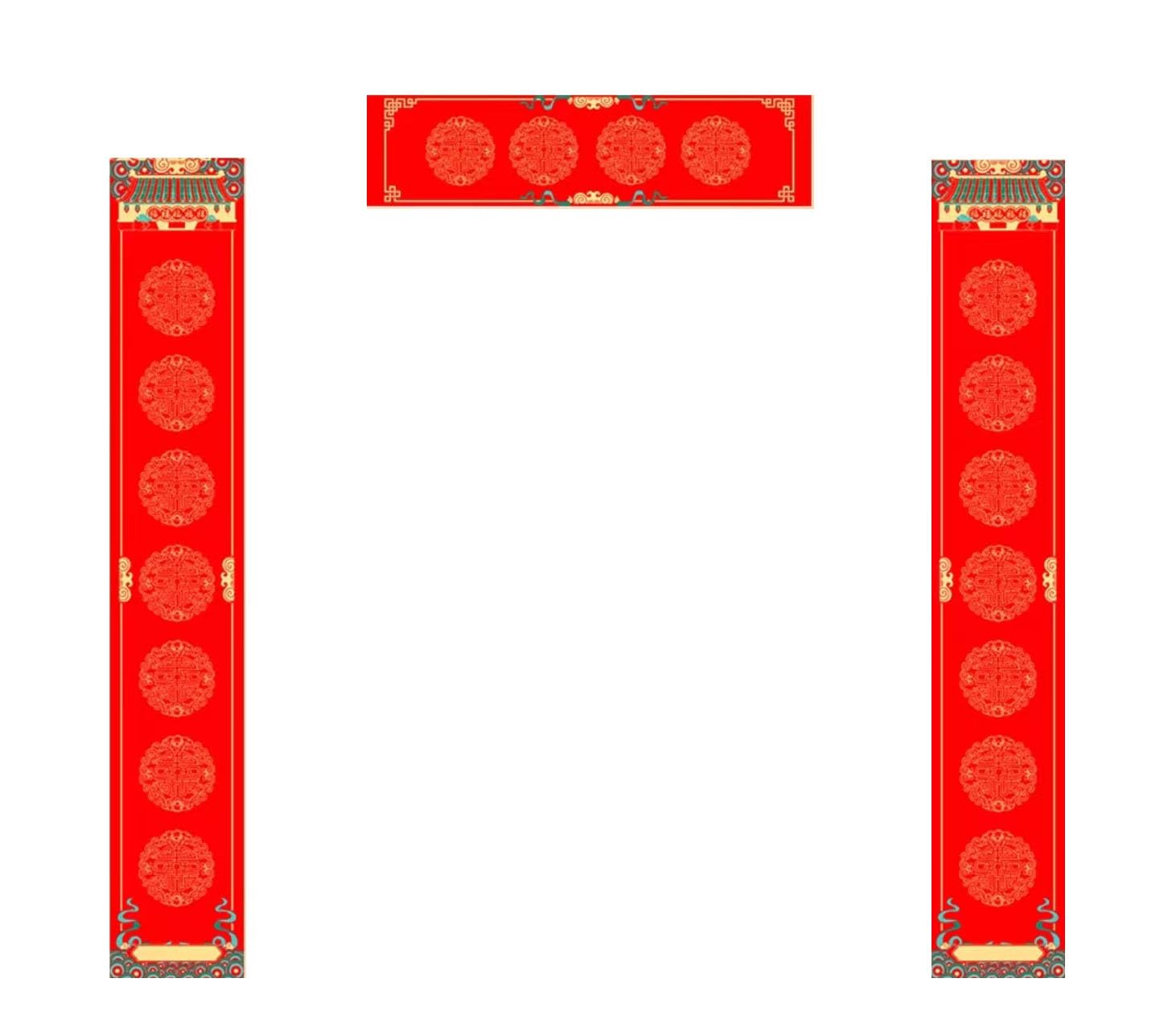 Rouges Xuan vierges en rouleau pour Nouvel an Chinois 3 pièces