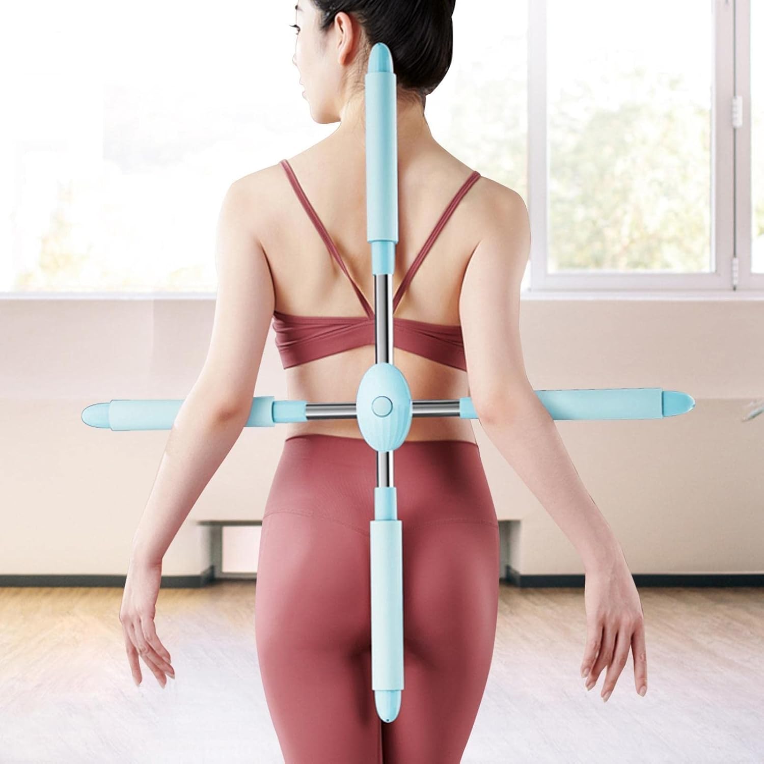 Full Back Straightener Posture Corrector for Adult and Child Yoga Sticks Stretching Tool for Posture Humpback Correction Brace Adjustable (Color : Blue, Size : 66.5x7x7cm)