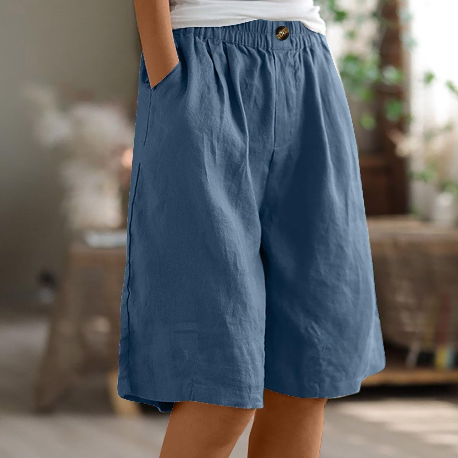 Letnie spodenki damskie bawełniane szorty damskie luźne bermudy na co dzień krótkie spodnie z kieszeniami sportowymi plus size elastyczne spodenki w talii lekkie wygodne szorty plażowe Curvy Baggy