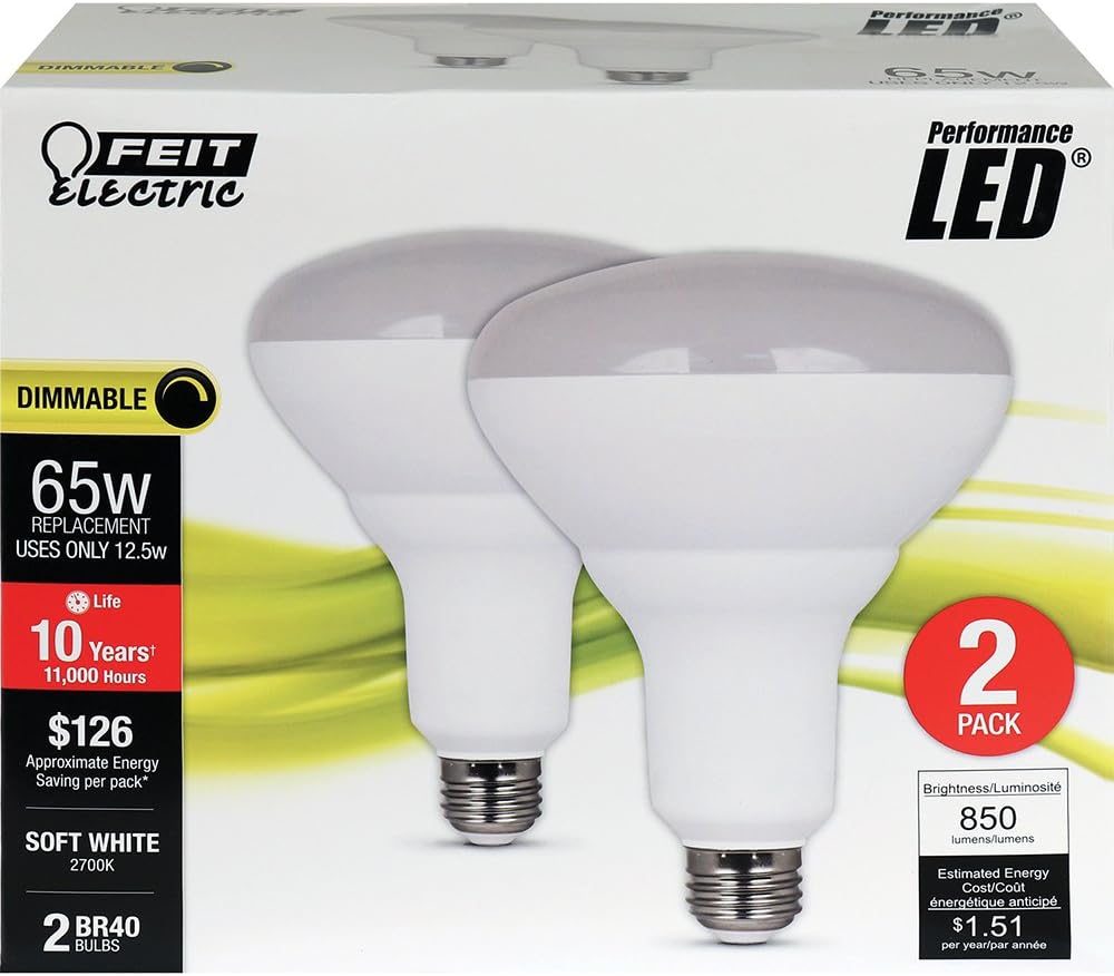 Bіg Sаlе Feit Electric BR40DM/10KLED/2 65W Equivalent Dimmable Reflector LED Light Bulb, Soft White Suреr Chеар 🛒 Feit Electric BR40DM/10KLED/2 65W Equivalent Dimmable Reflector LED Light Bulb, Soft White