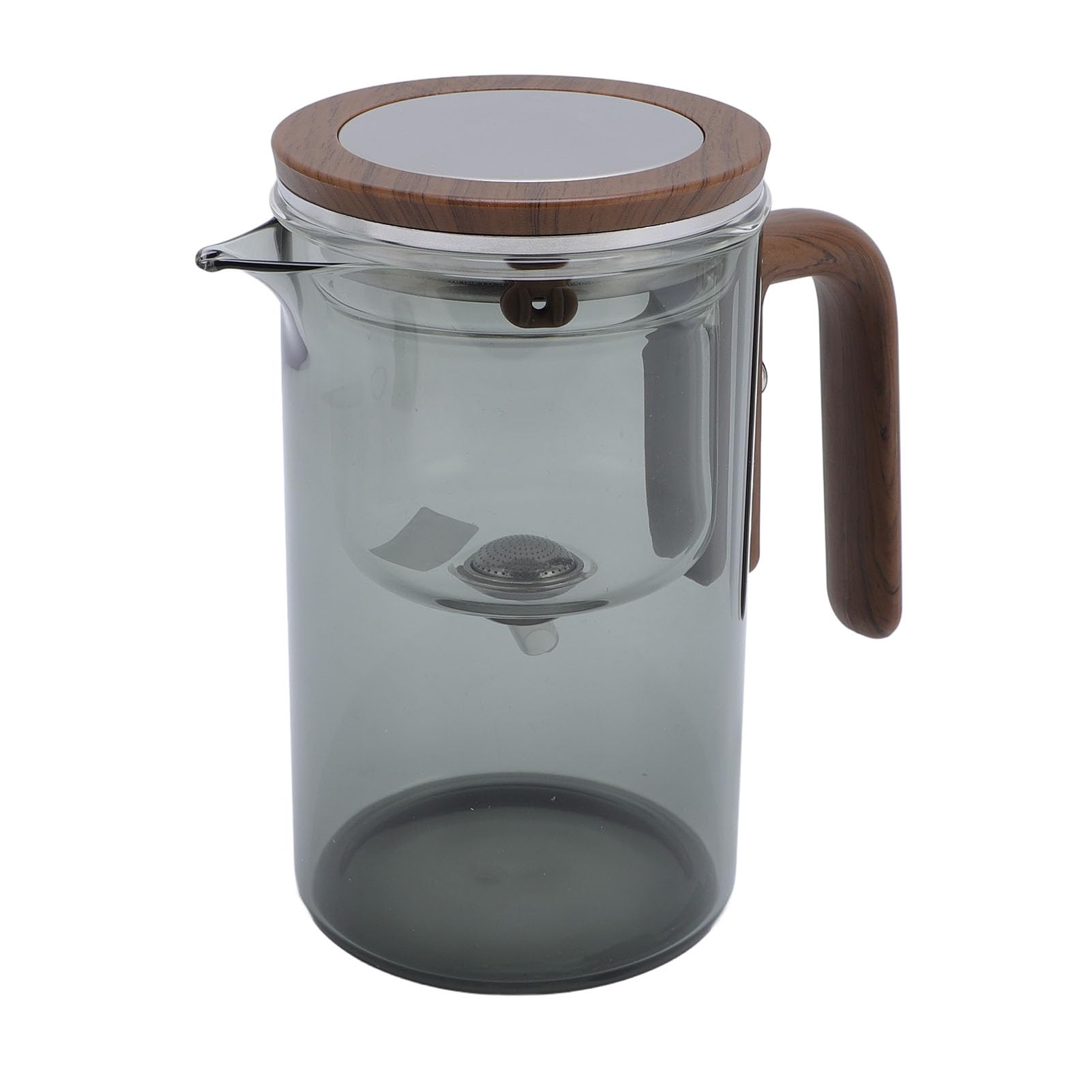 Alomejor Tetera de Vidrio con Separación de Agua con de Madera, Tetera Fácil de Usar para el Hogar y el Restaurante, 600ml