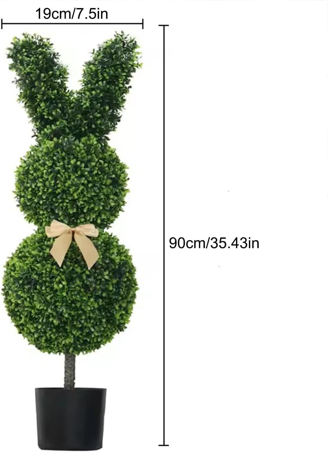 Topiario de conejo para exteriores, árbol topiario artificial verde en forma de conejo, plantas de arbusto de boj sintético, planta topiaria de boj de conejo de Pascua para decoración de porche en