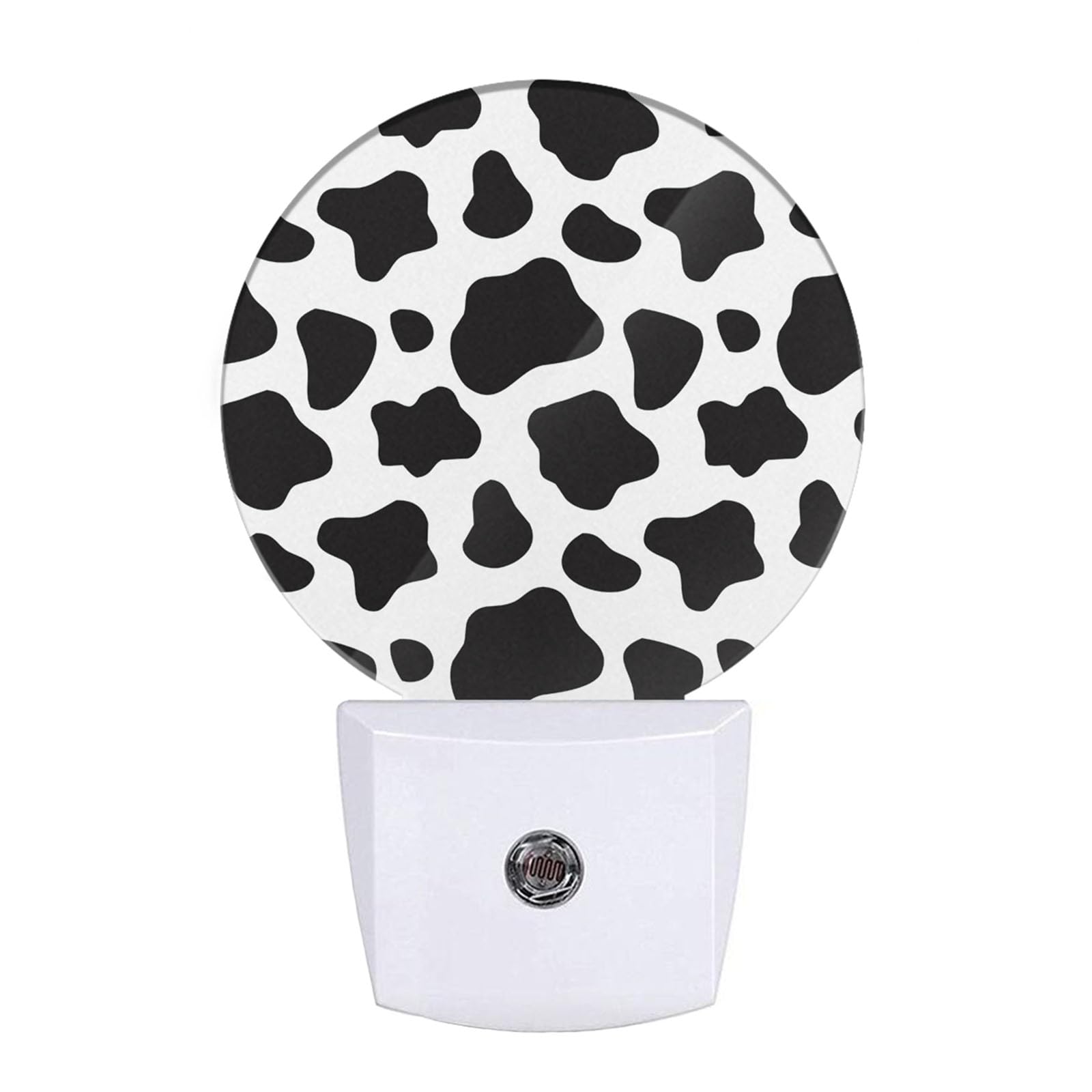 Uanvaha Cow Print Night Lights Plug into Wall Black White Dots Animal Skin Farmhouse Plug-in Nightlight Auto on/Off Dim Light Sleep Friendly for