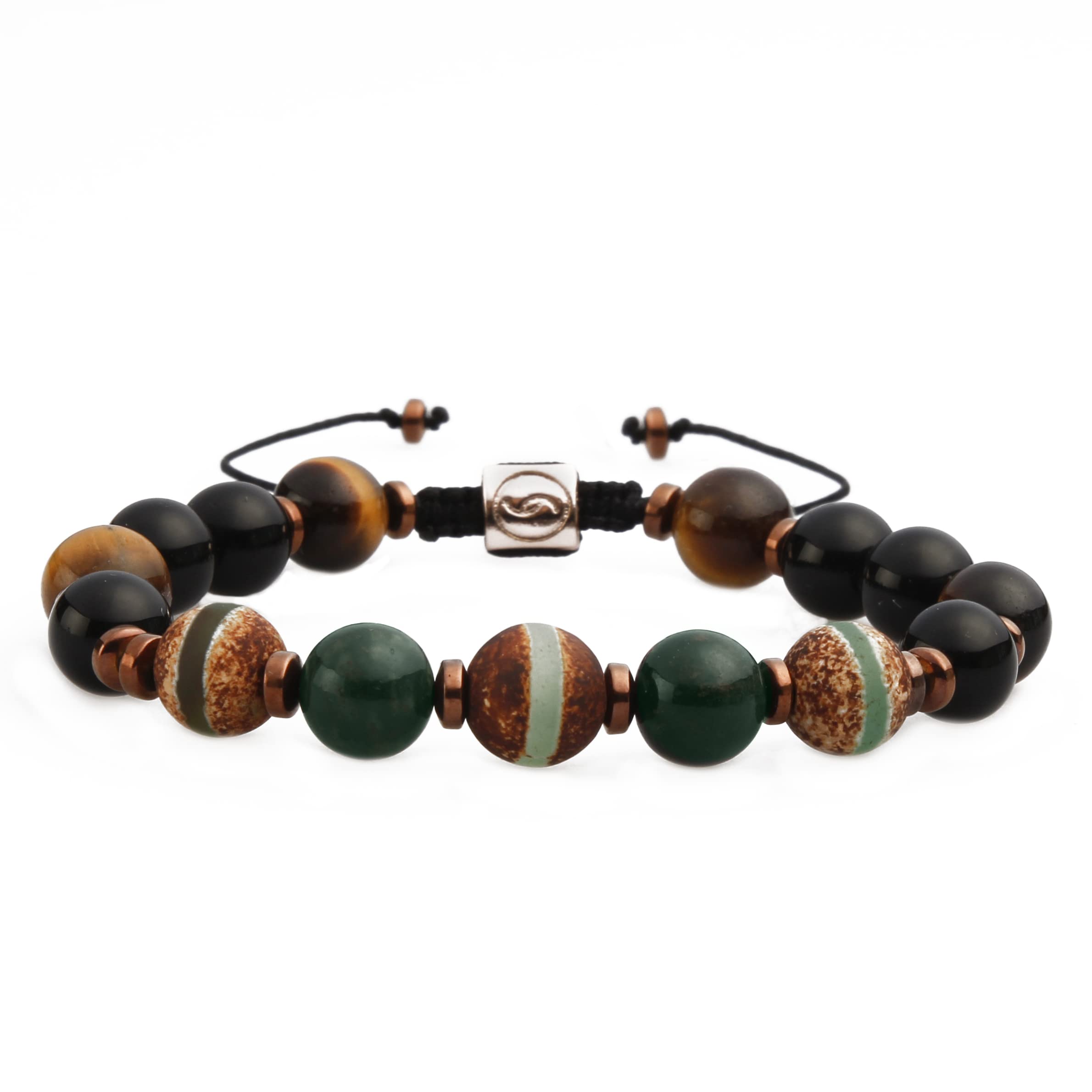 Semita Chakra Healing Gemstone Beaded Bracelet made with Blood Stone, Tigers Eye, Onyx, Tibetian Agate for Strength