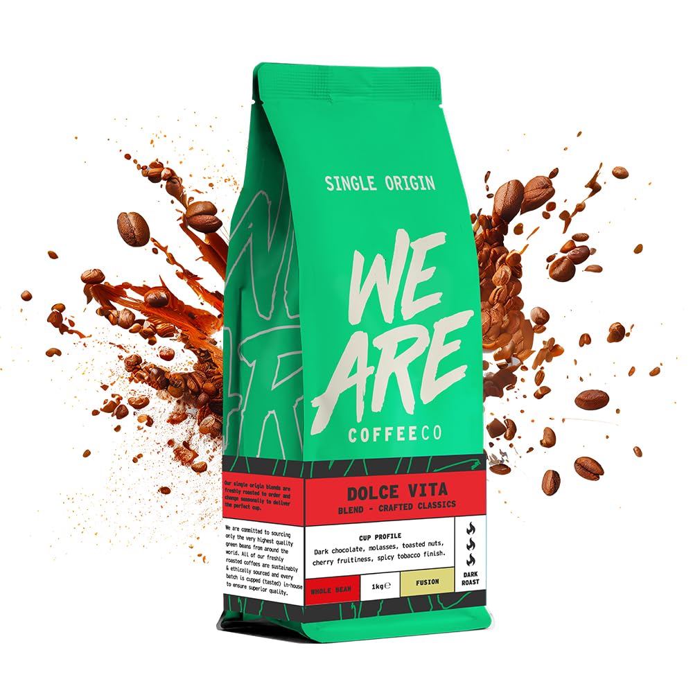 We Are Coffee Co - Single Origin Blend Coffee Beans - Dolce Vita Blend | Whole Bean 1kg | Dark Roast | 100% Arabica | Freshly Roasted in the UK