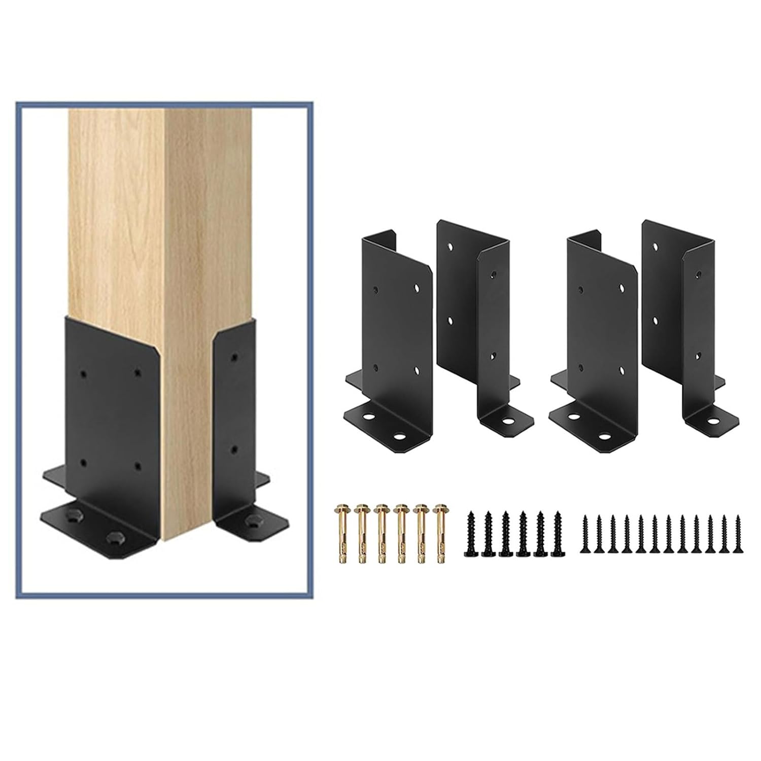 Adjustable Bolt Down Brackets Wood Fence Pergola Post Base for Deck Railing Mailbox Heavy Type Anchors Base