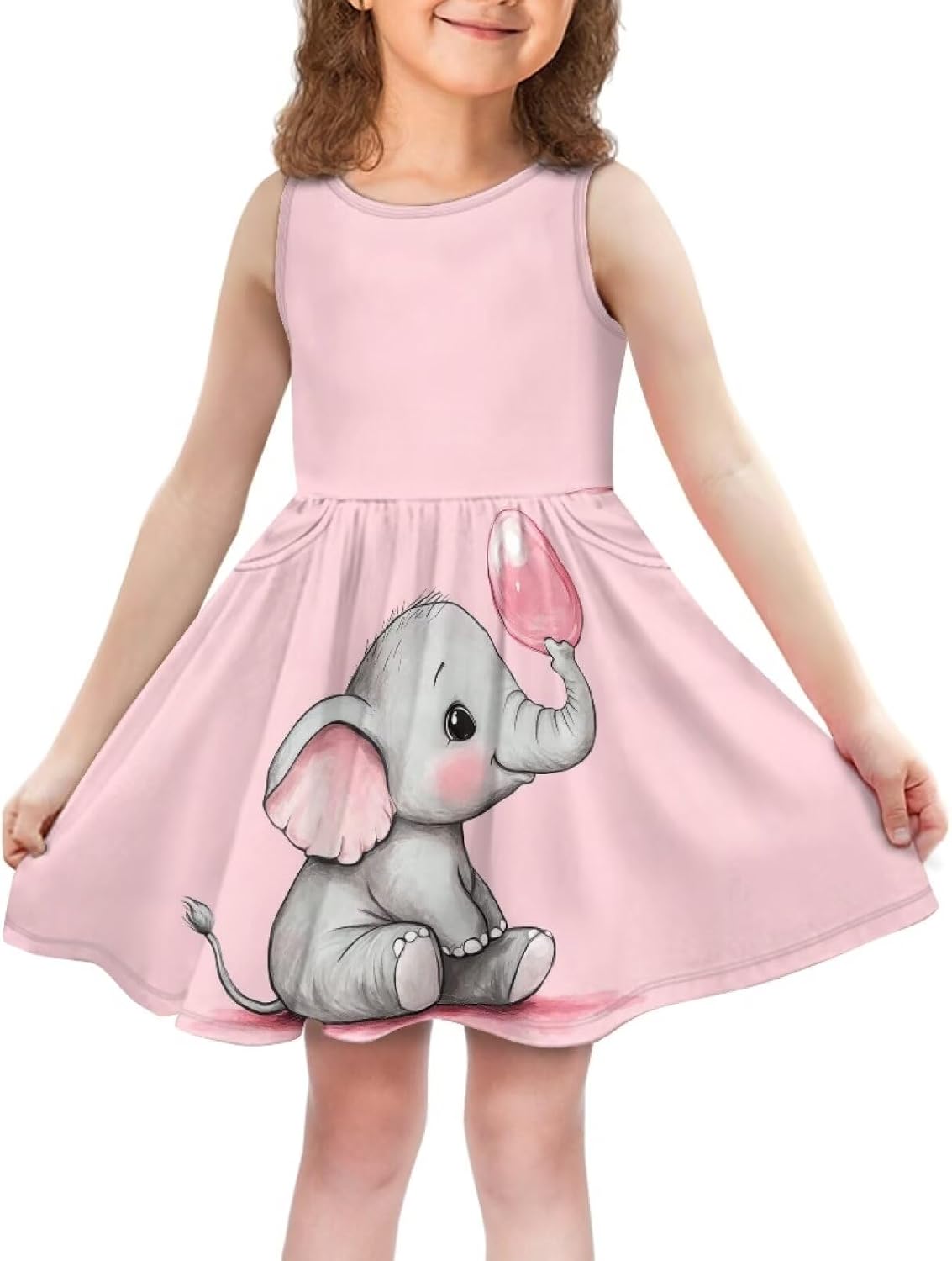 Dresses for Girls 2-14T Toddle Kids Sleeveless Midi Sun Dress with Pockets Back to School Outfits
