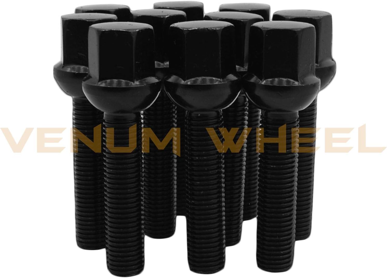 Venum wheel accessories 10 Pc 45 mm Ball Seat Lug Bolts M14x1.5 Extended Shank Length Radius Works with Volkswagen Audi Mercedes Benz Porsche Vehicle W/Factory Wheels