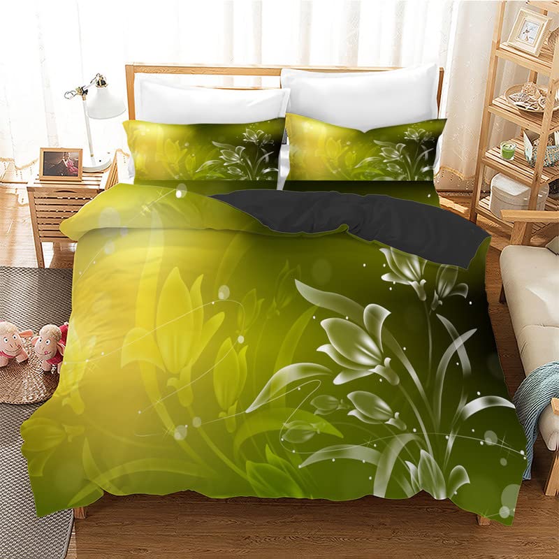 Parure de Lit 160x200 Plante Verte pour Chambre de Fille et Garçon