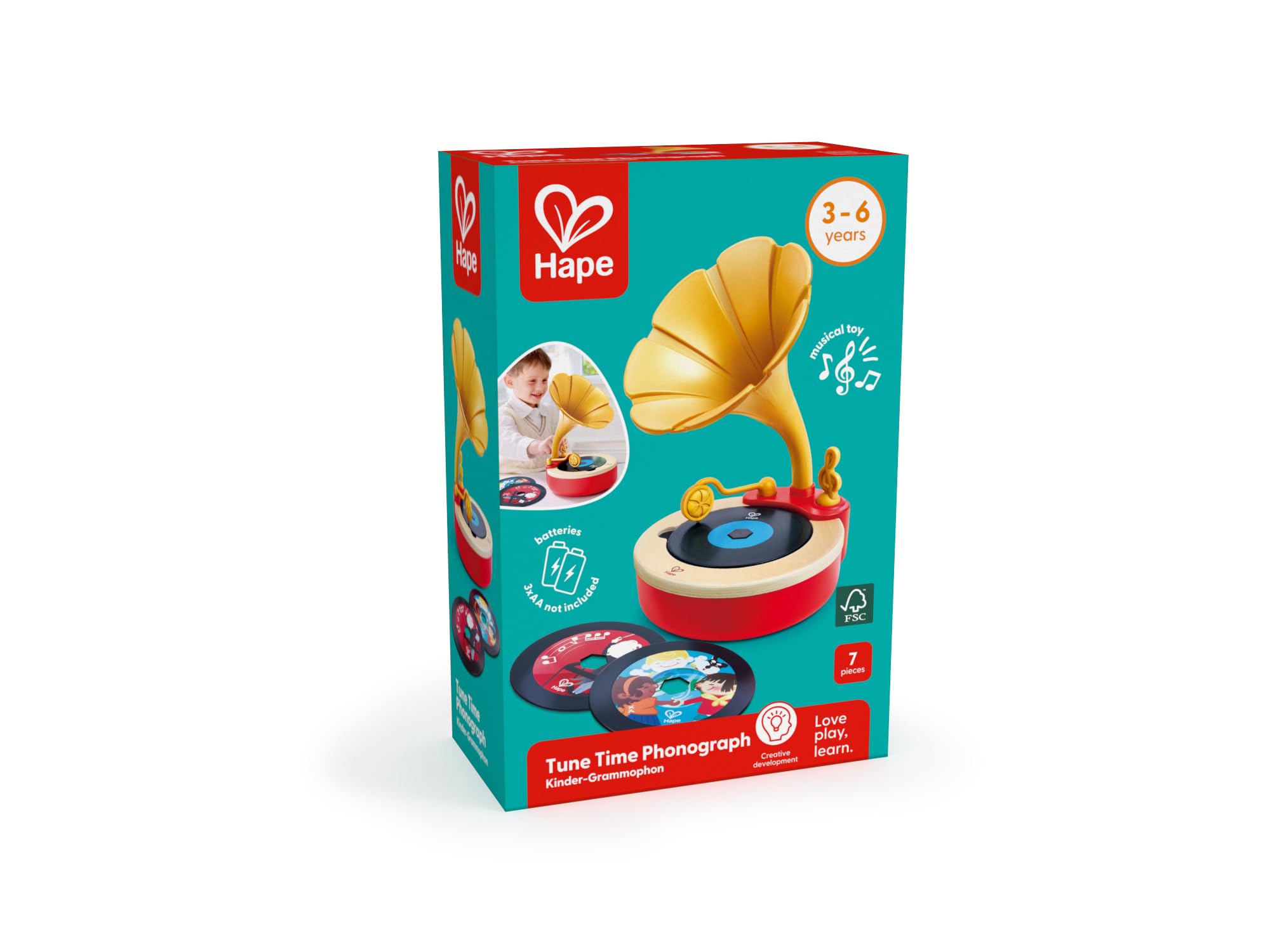 Hape Tune Time Phonograph drewniana zabawka muzyczna dla dzieci