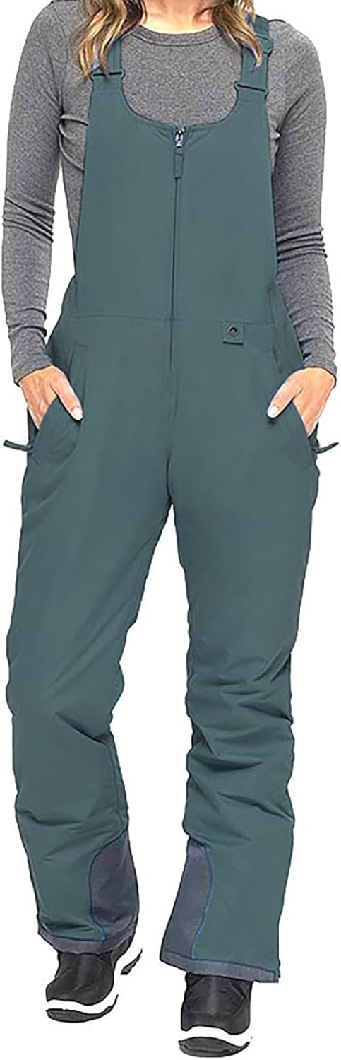 Men's Snow Bib Adjustable Waterproof Windproof Black Ski Pants Insulated Outdoor Athletic Fit Overalls with Pocket