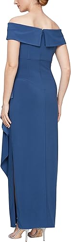 Miniatura 2 de Alex Evenings Vestido largo con escote plegable fuera del hombro para mujer, evento formal, vestido de madre de la novia