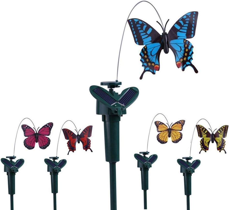 Vanki Solar Yard Stake Fluttering Insects Solar or Battery Powered 5 PCS Butterfly
