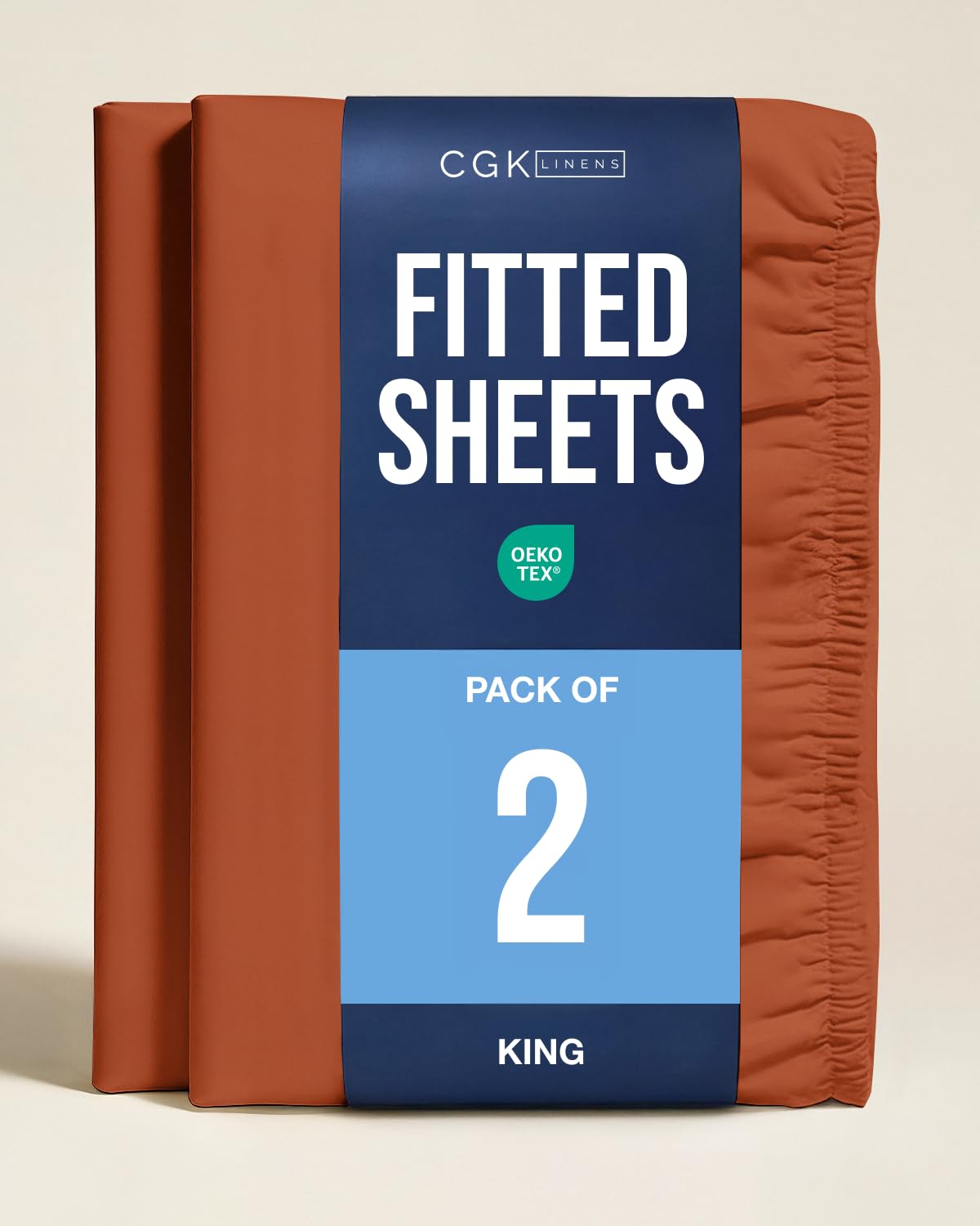 King Fitted Sheet - Pack of 2 Single Fitted Bottom Sheet Only - Terracotta