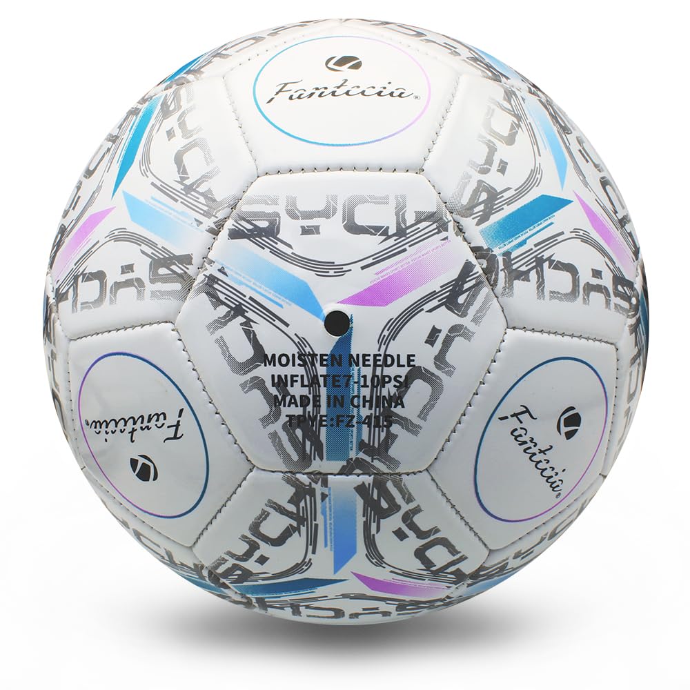 Pallone da Calcio Ufficiale Taglia 5, Pallone da Calcio in Pelle con Pompa, Palloni da Calcio da Allenamento per Bambini e Adulti