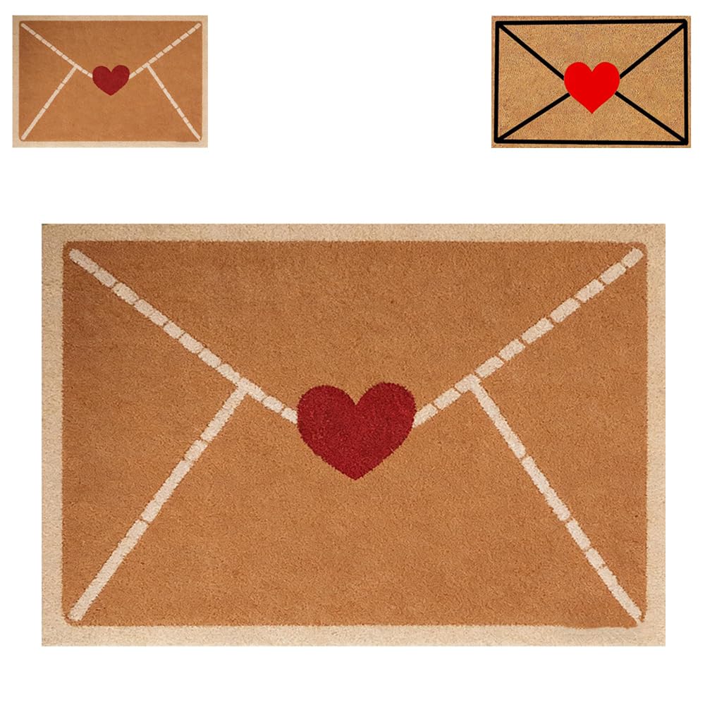 Cadeau amusant de Saint-Valentin : paillasson enveloppe cœur 80x120cm pour décoration de couple