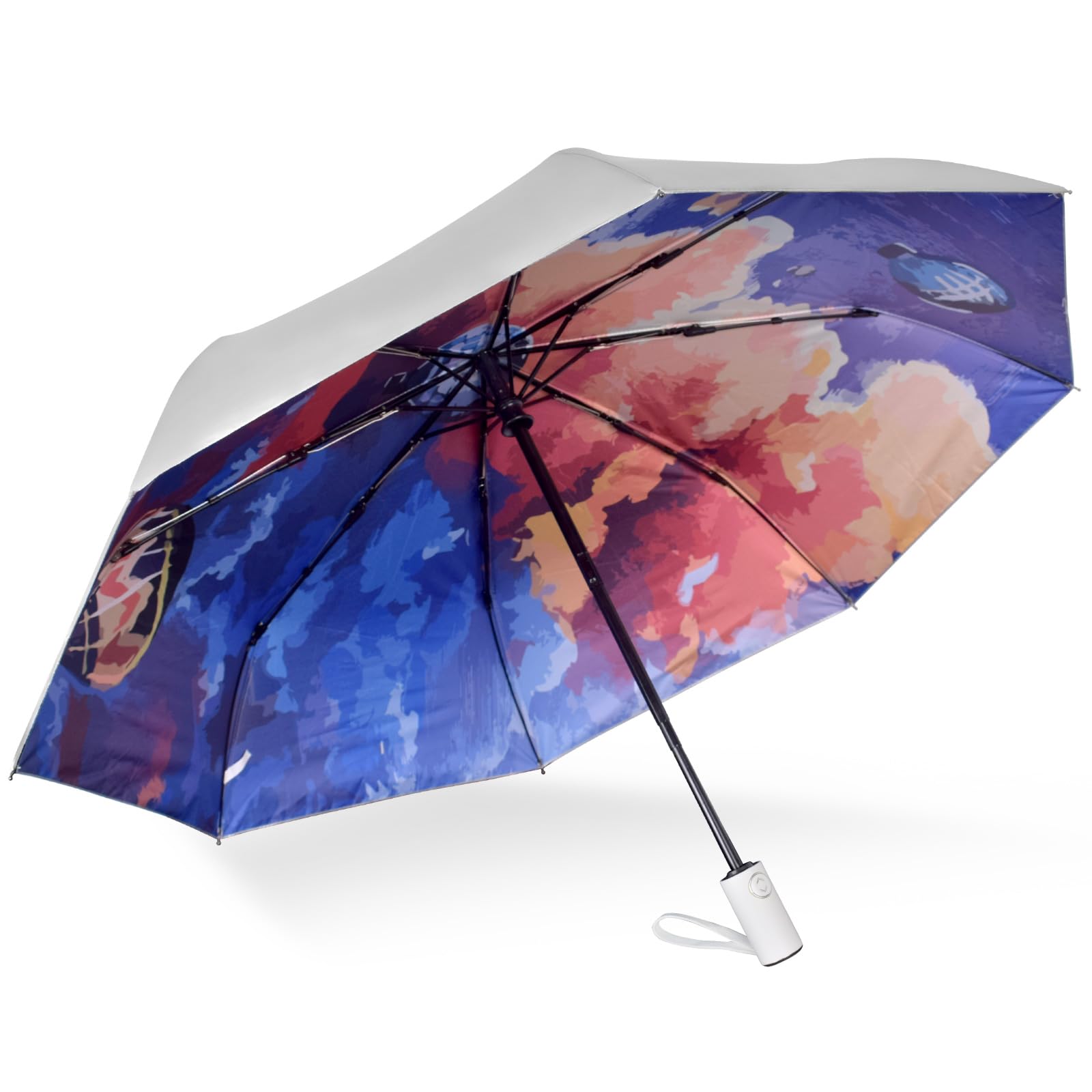 Cuby UV Sun Umbrella Compact Folding Travel Umbrella Auto Open and Close for Windproof, Rainproof & 99.9% UV Protection Parasol with Black Anti-UV Coating