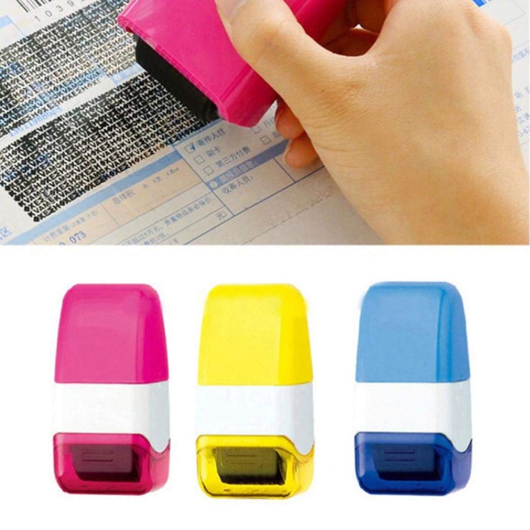 BIGBIGWORLD 1Pcs Guard Your ID Roller Stamp SelfInking Stamp Messy Code Security Office (Random)