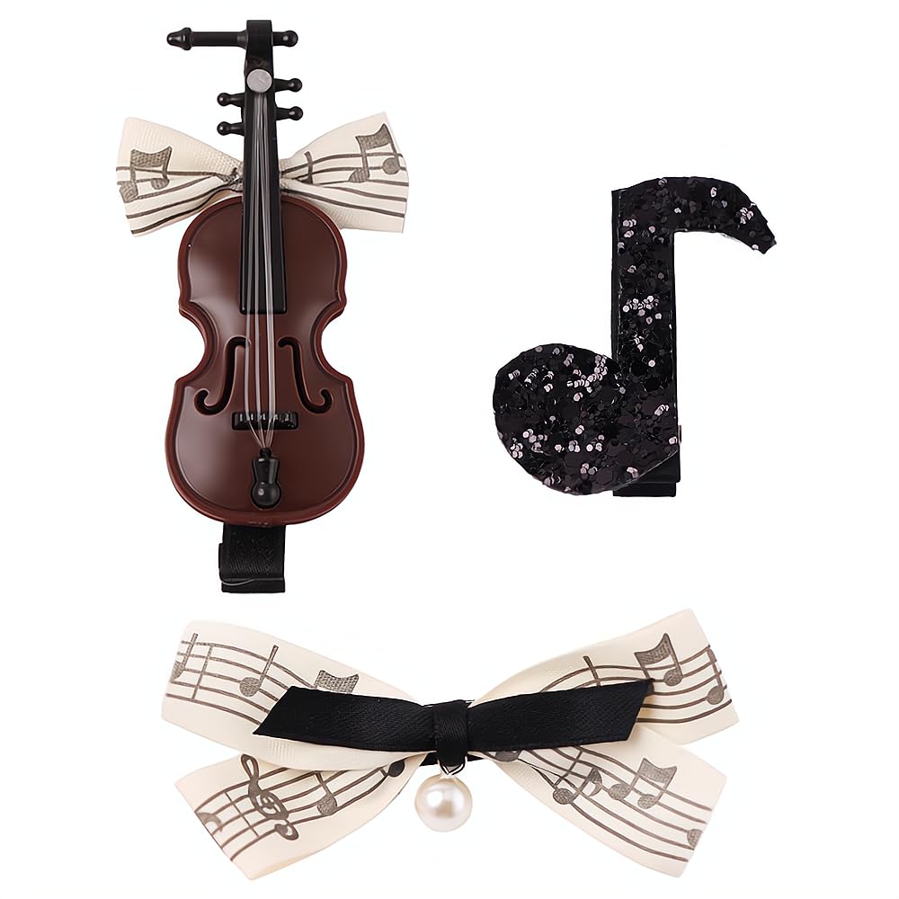 Ximimark 3 pcs Cute Music Style Hair Clips - Decorative Hair Accessories for Music Lovers