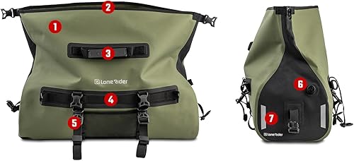 Miniatura 7 de Explorer Bolsa seca impermeable de 50 litros  Mochila trasera enrollable a prueba de polvo para motocicleta para camping, kayak, navegación  TPU