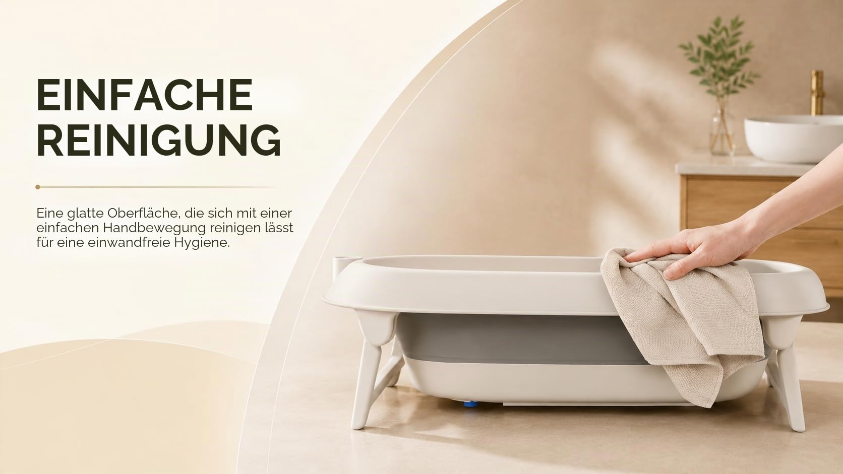 Faltbare Babybadewanne mit Ständer aus Stahl, integriertes Thermometer, ergonomisches Kissen und Ablaufschlauch – Baby Delfin – kompakt und tragbar, 0 – 3 Jahre, Grau