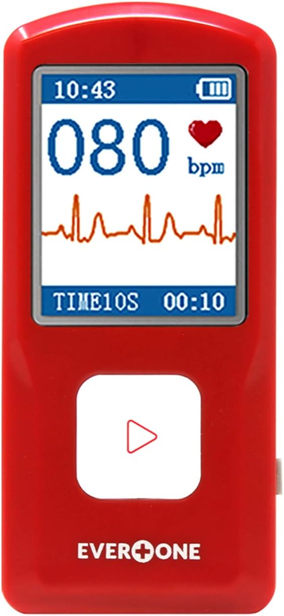 EverOne - EVOPM10 Portable Bluetooth ECG/EKG Monitor, Compatible with iOS/Android, Windows 7/8/10, Track Heart Rate & Heart Rhythm Performance, App Included