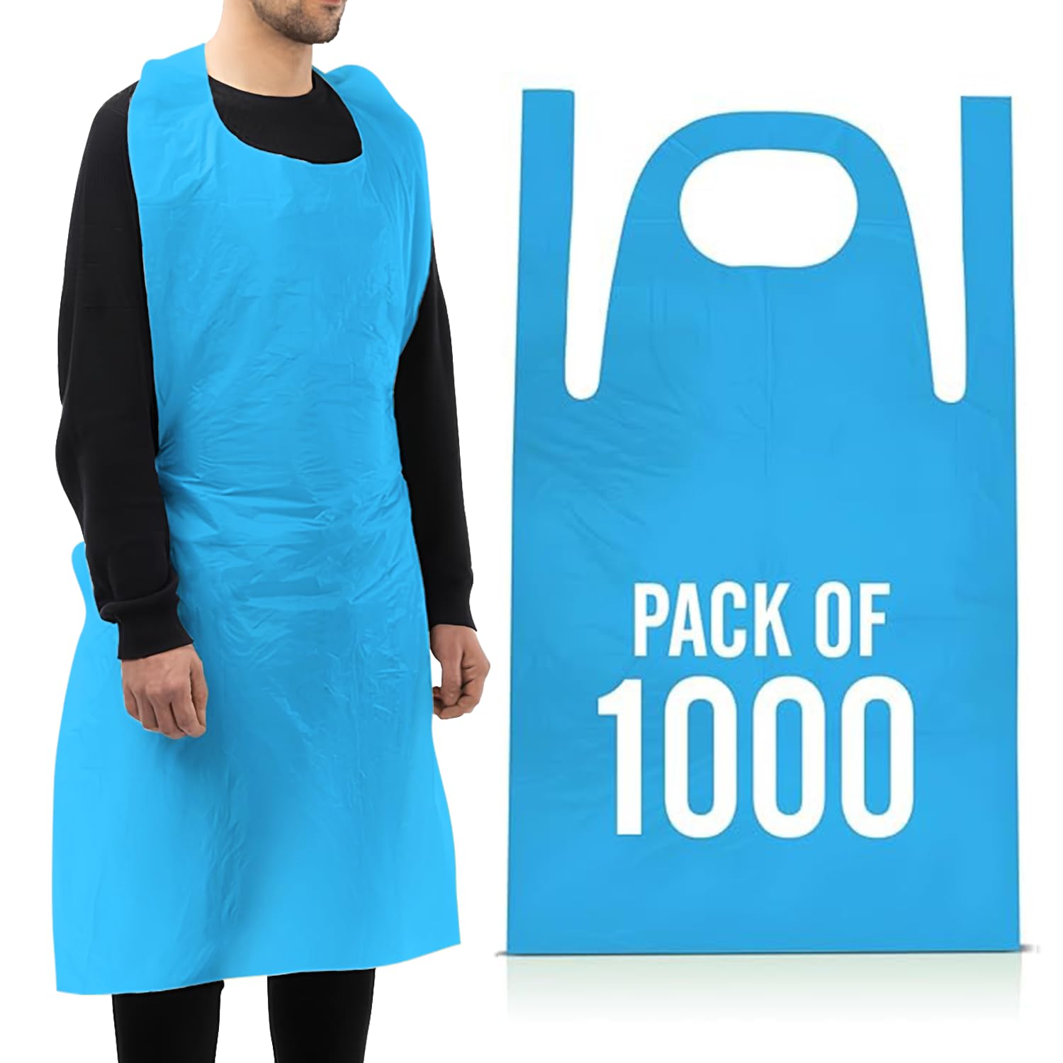 Multipurpose Disposable Aprons Roll & Flat Pack – Strong, Comfortable & Waterproof – Perfect for Catering, Hospitality, Clinics & Workplace Protect (1000, Blue, Flat Pack)