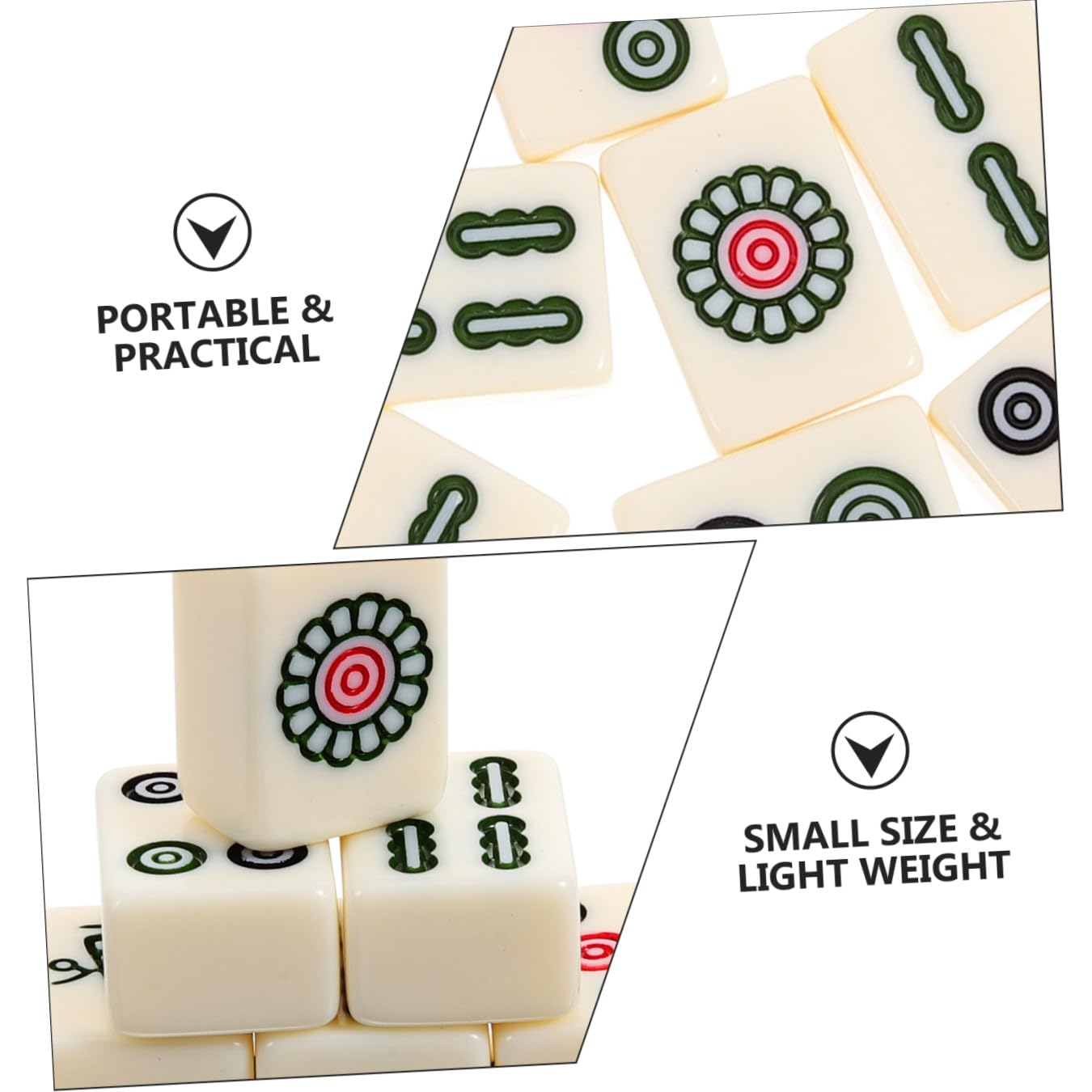 Kleiner Mahjong Satz Tragbar, Weißes Reisespiel für Indoor Outdoor