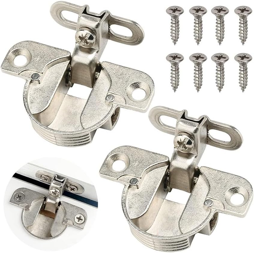 1/2 Inch Overlay Self-Closing Cabinet Hinges Kitchen Bathroom Frame Cabinets, Matte Black Steel Wrap Around Hinge with Close Dampers, 2 Pack