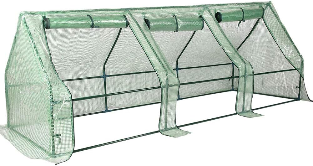 Sundale Outdoor Portable Gardening Steeple Mini Green House with PE Cover and Zipper Doors, Waterproof Hot Green House, UV Protection, Insect Prevention, 106.3"(L) x 35.4"(W) x 35.4"(H)