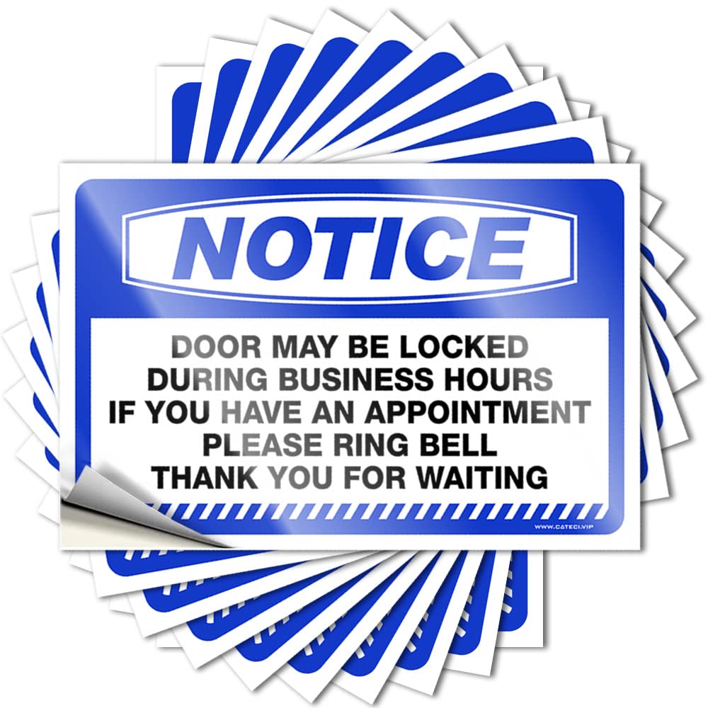Funny Sticker Notice Door May Be Locked During Business Hour Stickers 10 Pcs Car Stickers for Men Toolbox Stickers and Decals(6X9CM)