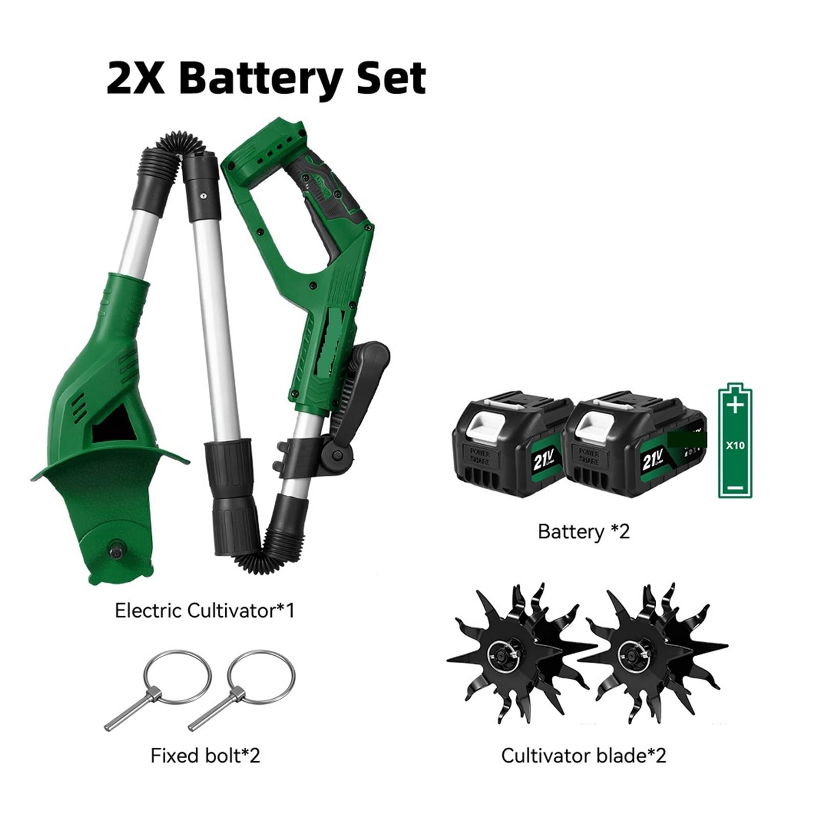 Bezszczotkowy Elektryczny Glebogryzarka Kultywator Kosiarka Do Trawy Wertykulator Elektronarzędzie Ogrodowe Pinów Akumulatora 21V DużA Moc(2 X 3.0Ah Battery)