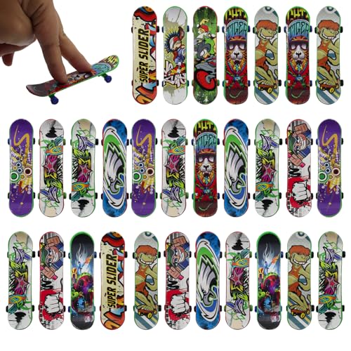 POPAPIE 30 Pièces Mini Skate Doigt Finger Skate Motif Aléatoire Skateboard Professionnels Mini Planche à roulettes pour Enfants Anniversaires Fête Cadeau