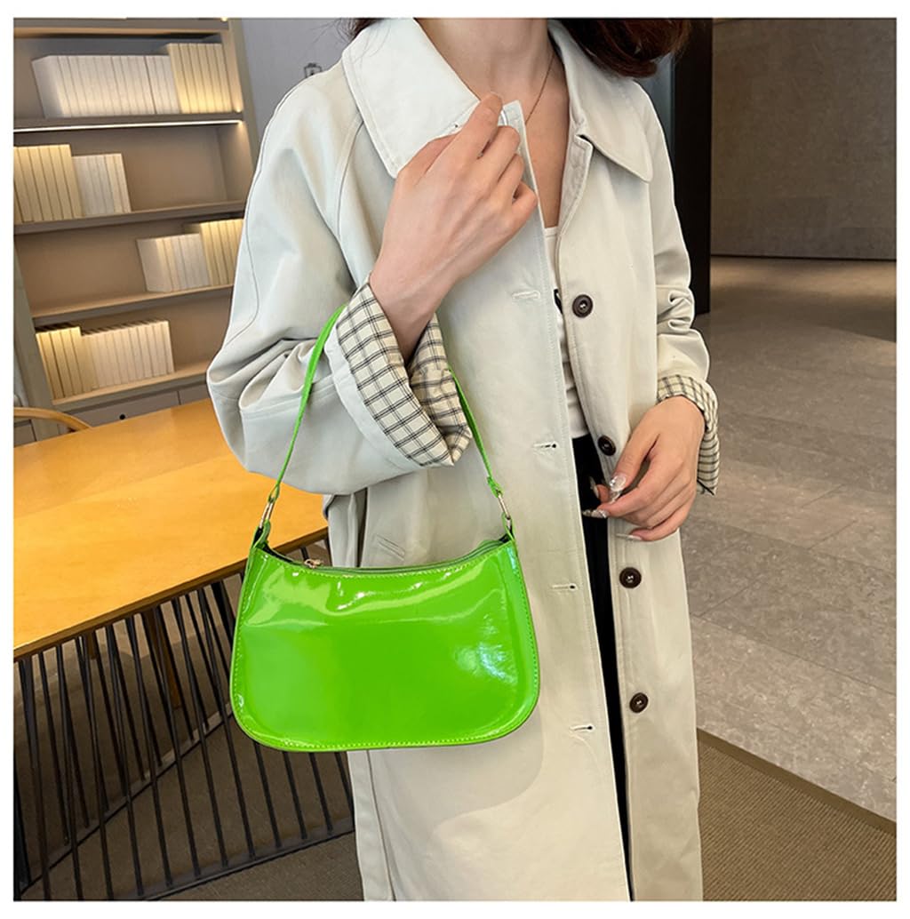 Patent Leather Clutch Purse Shiny Evening Handbags for Women Armpit Shoulder Bag MINI Hobos: Green