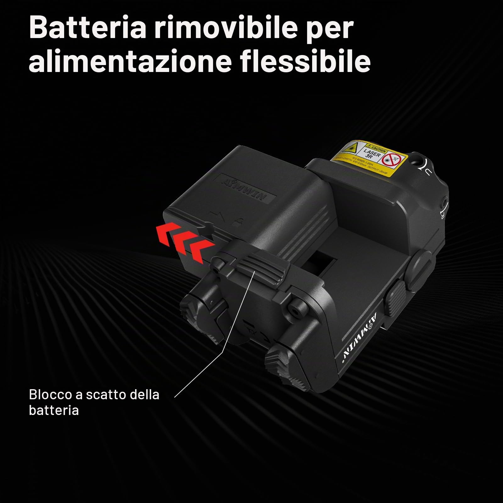 AIMWIN WL10 GL Torcia LED 900 Lumen con Laser Verde – Luce LED con Montaggio Rapido Ricaricabile Magnetica per Slitte Standard 1913 e GL Rail
