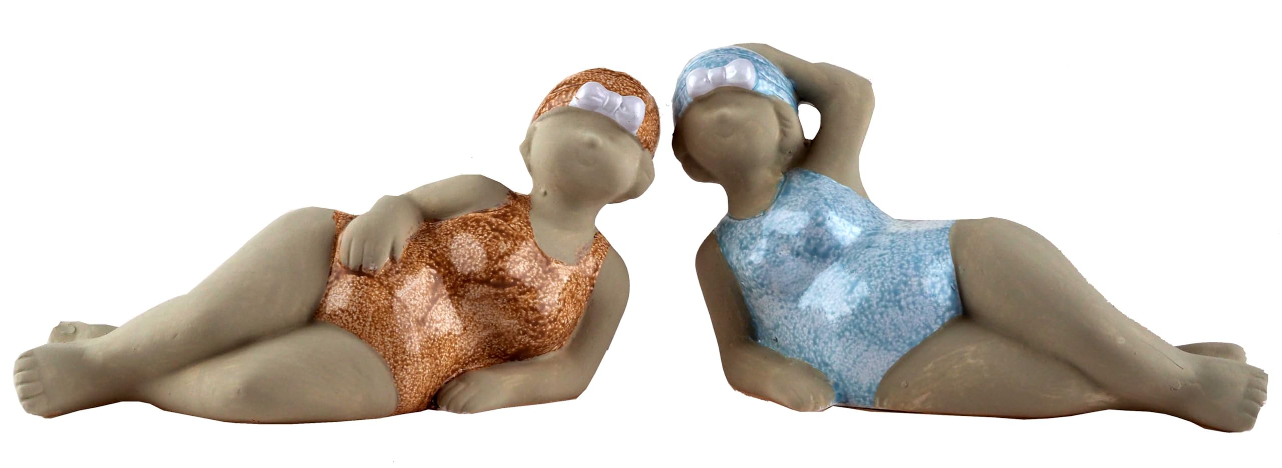 Bwg Blue/Orange Laying Curvy Swim Lady Beach Dippers Novelty Ornaments - Set Of 2