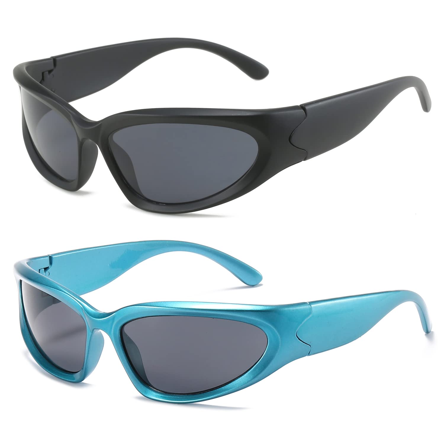 BUTABY Occhiali da sole avvolgenti alla moda per donne e uomini ovali scuri futuristici occhiali da sole per sport all'aria aperta protezione UV400