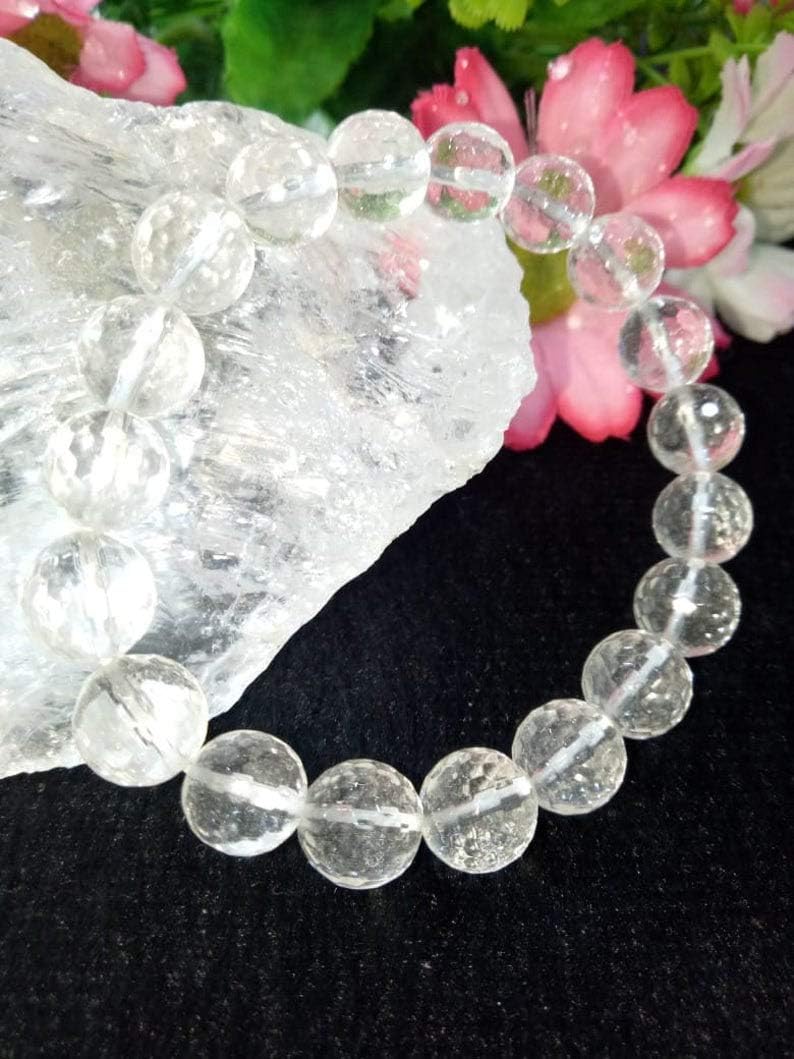 Crystal Cave PhenakitePhenacite Faceted Crystal Beads Bracelets 10 MM Record Keeper Phenakite Ascension Stone Healing Crystal Stone
