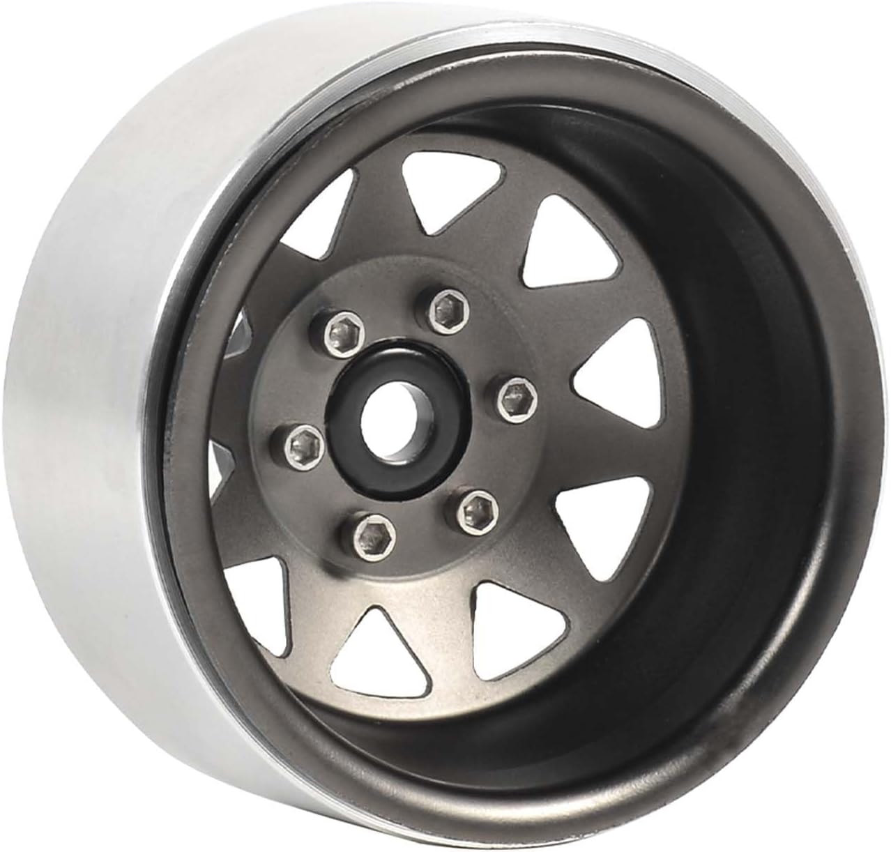 Metal 1.9 inch Beadlock Wheels Rims Negative Offset -8.9mm Wheels for TRX4 TRX6 SCX10 I II III 90046 AXI03007 GEN7 GEN8 D90 1/10 RC Crawler Car (Gray)