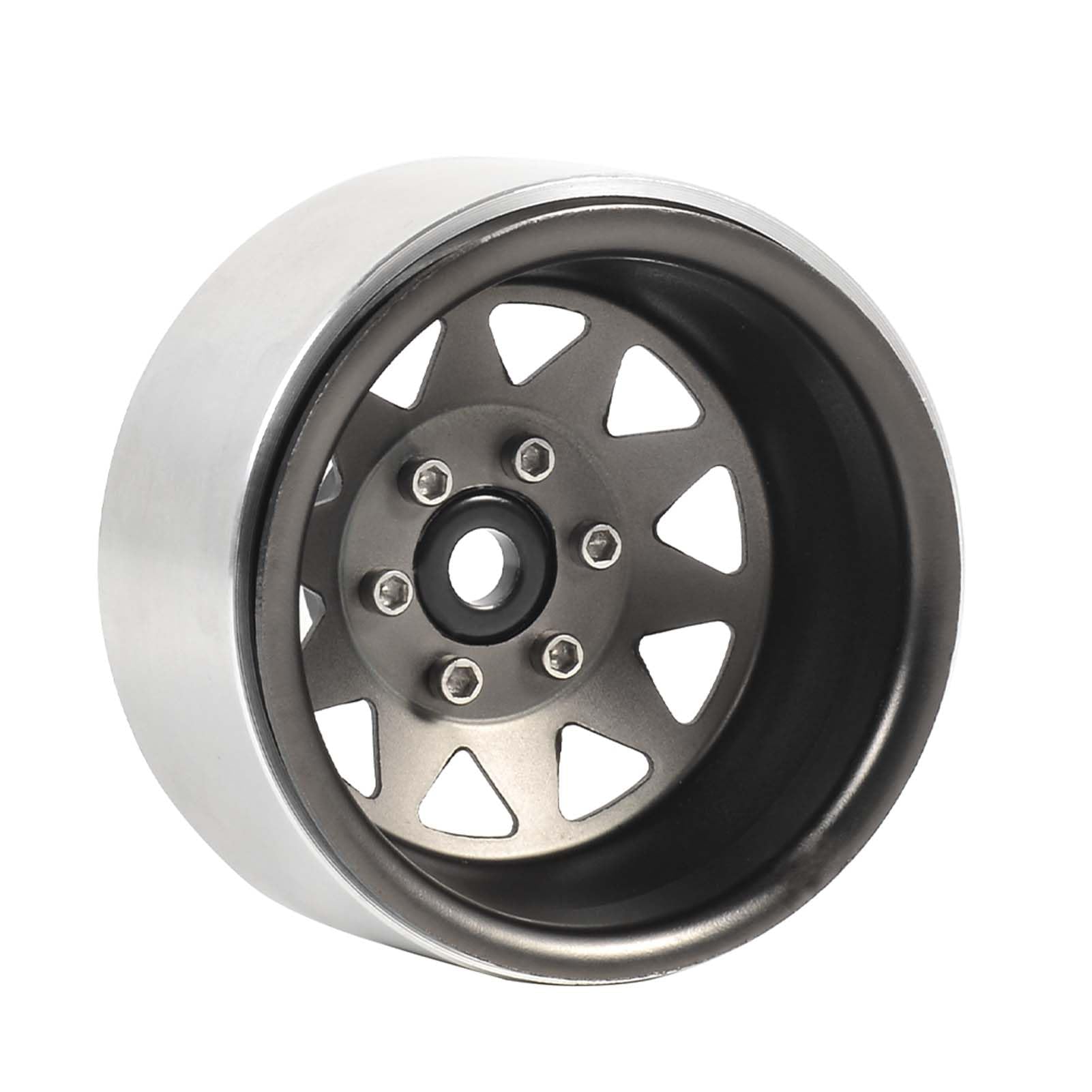 LAFEINA Metal 1.9 inch Beadlock Wheels Rims Negative Offset -8.9mm Wheels for TRX4 TRX6 SCX10 I II III 90046 AXI03007 GEN7 GEN8 D90 1/10 RC Crawler Car (Gray)