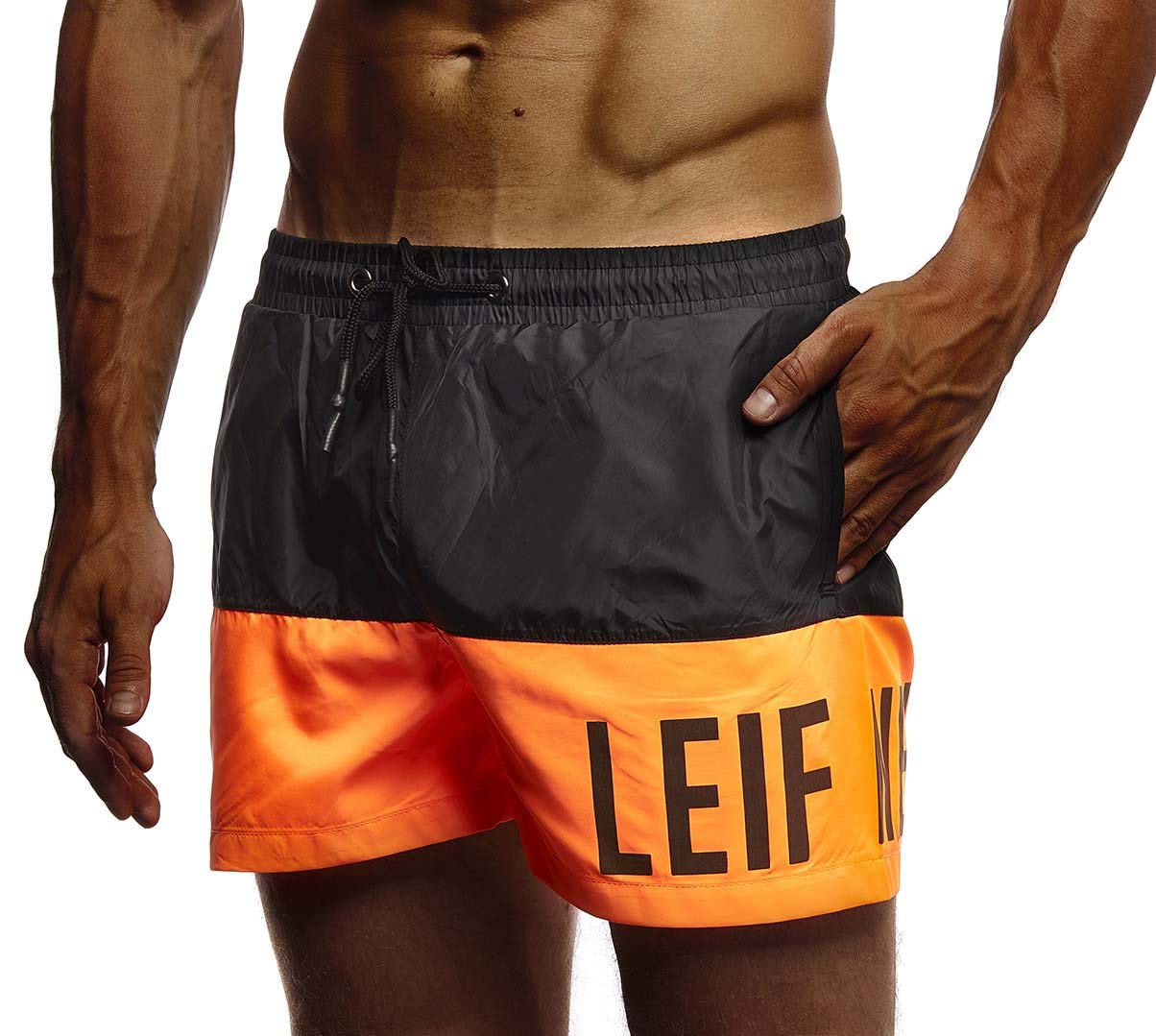 Leif Nelson Herren Badeshorts mit Kordelzug – Schnell trocknende Badehose mit Taschen – Sportliche Schwimmshorts für Strand, Pool & Freizeit