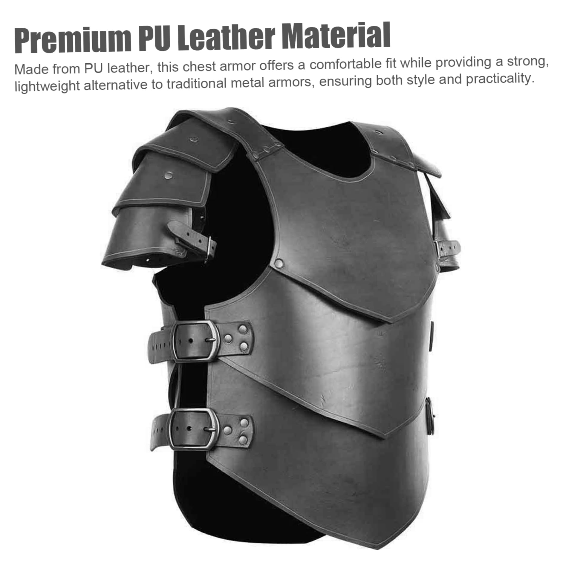 Armure médiévale en Cuir PU réglable Viking Hommes Renaissance Cosplay Chevalier Plastron pour Halloween