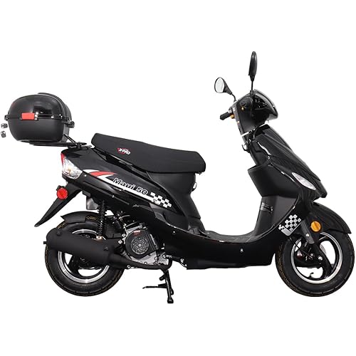 X-PRO Maui 50 Gas Moped with 10" Aluminum Wheels, Rear Trunk, Electric/Kick Start! (Black)