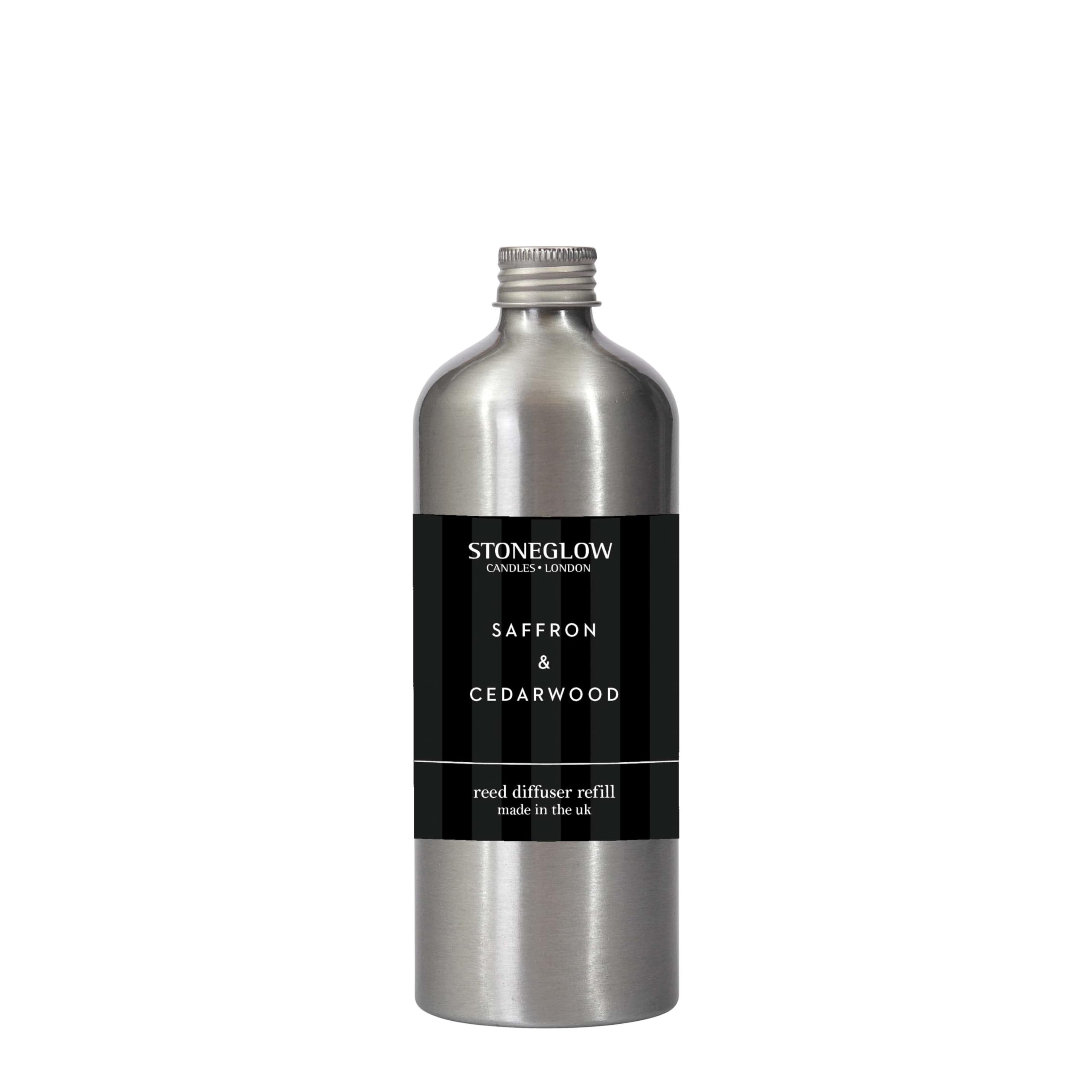 Stoneglow Modern Classics Collection - Saffron & Cedarwood 500ml Scented Reed Diffuser Refill (Black)