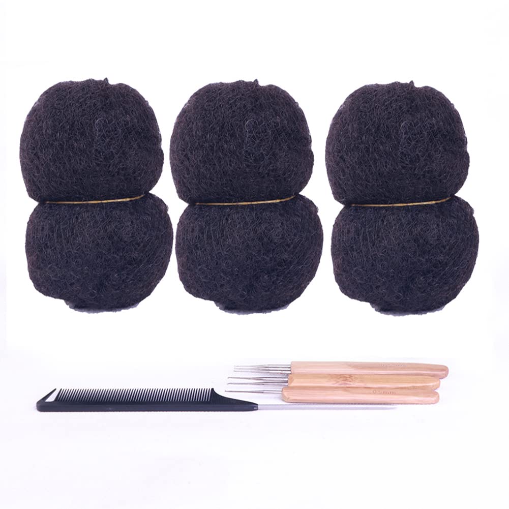 JISHENG Afro Bulk Human Hair (8"/8"/8", Natural Color) 50g/pack 100% Unprocessed Virgin Remy Bulk Human Hair Only for Dreadlock Extensions, Can be Bleached to #613.