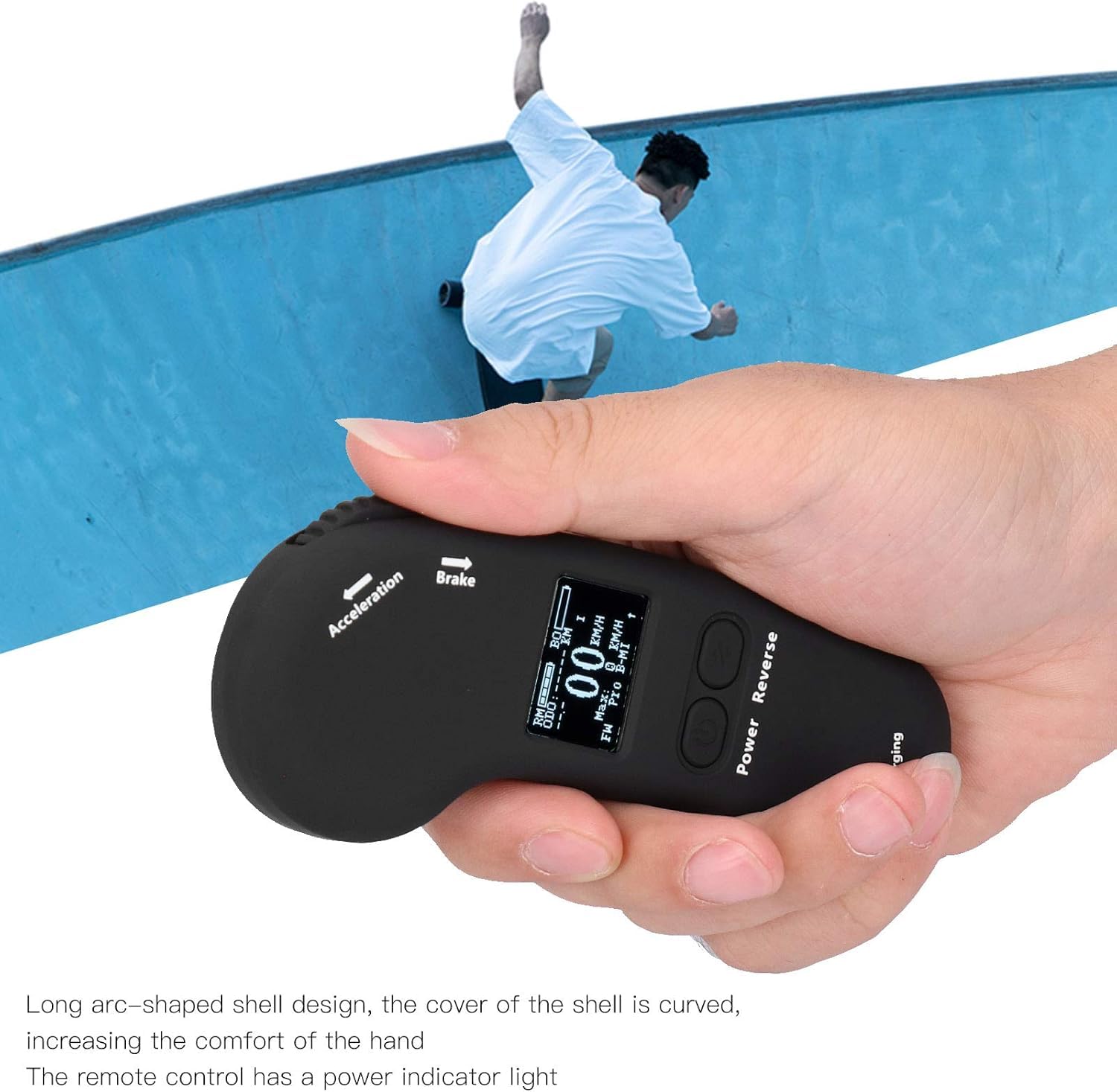 Control remoto de monopatín eléctrico, control de patineta con pantalla LED con frenado de velocidad ajustable, carga USB, control remoto de monopatín eléctrico 4