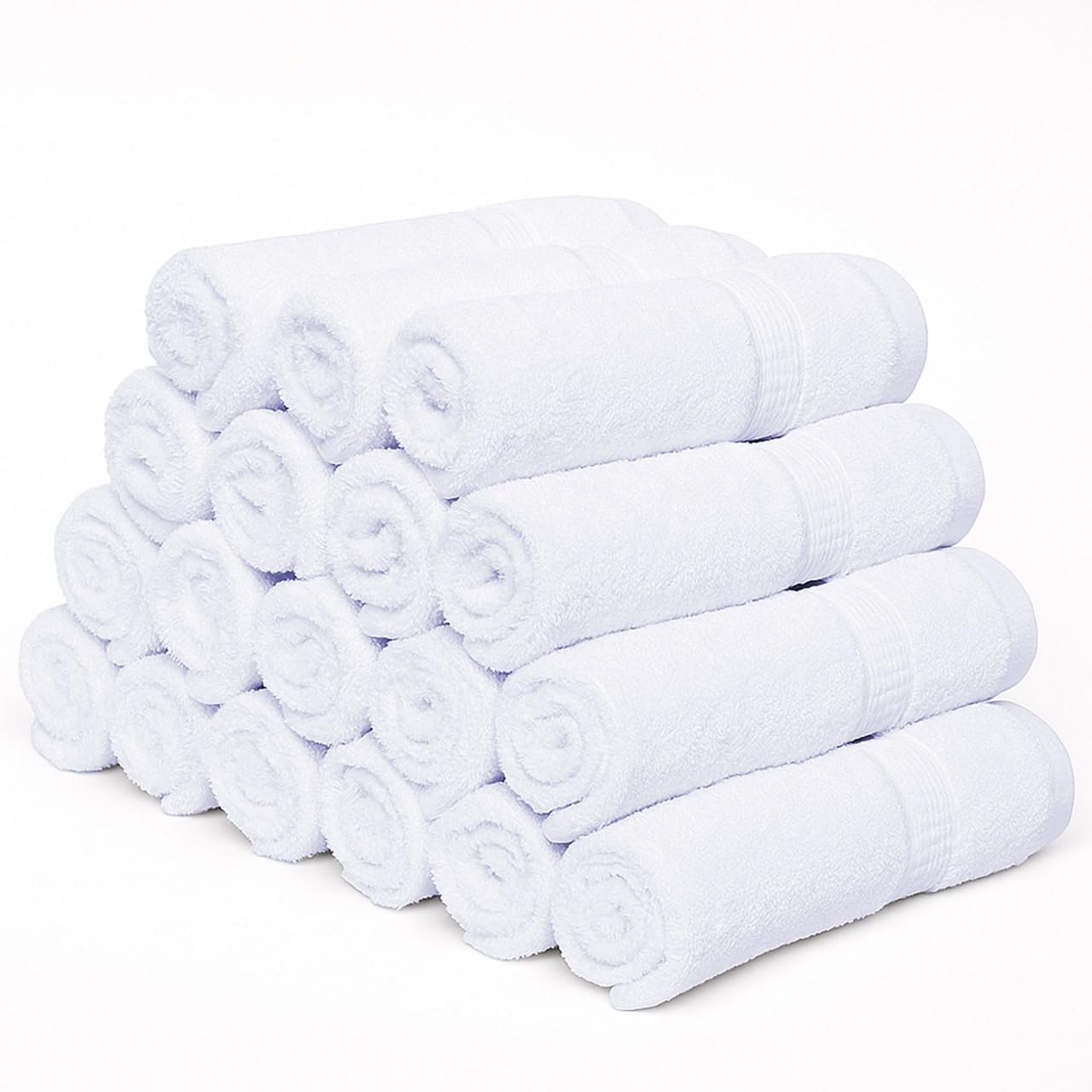 GOLD TEXTILES Premium Washcloths Towel Set (48 Pack, White, 12x12 Inches) Multi-Purpose Soft, Machine Washable Sports & Workout Towels (Pack of 48-12x12)