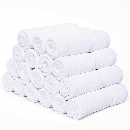 Miniatura 7 de GOLD TEXTILES Juego de toallas de primera calidad paquete de 48 blanco 12 x 12 pulgadas multiusos suaves lavables a máquina toallas deportivas y de